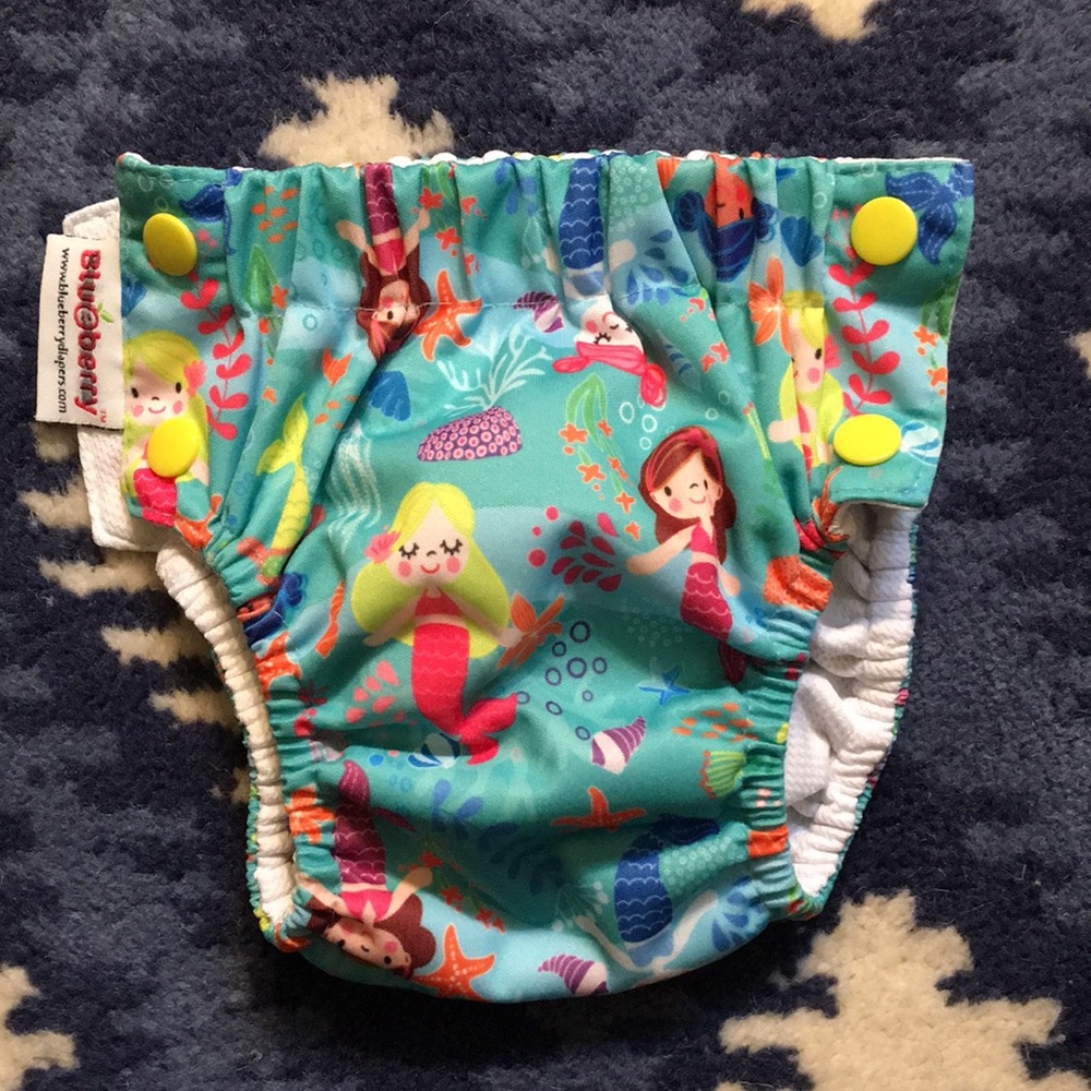 Blueberry Swim Diaper, Mermaids, Size Small